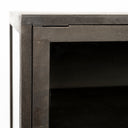 Arelius 36L x 18W Black-Brown Wood Black Metal Base w 2 Glass Doors Accent Cabinet - Default Title
