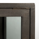 Arelius 36L x 18W Black-Brown Wood Black Metal Base w 2 Glass Doors Accent Cabinet - Default Title