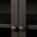 Arelius 36L x 18W Black-Brown Wood Black Metal Base w 2 Glass Doors Accent Cabinet - Default Title