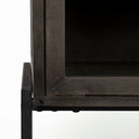 Arelius 36L x 18W Black-Brown Wood Black Metal Base w 2 Glass Doors Accent Cabinet - Default Title