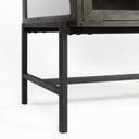 Arelius 36L x 18W Black-Brown Wood Black Metal Base w 2 Glass Doors Accent Cabinet - Default Title