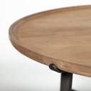Helios Set of 2 Brown Solid Wood Top Black Metal Base Nesting Coffee Tables - Default Title