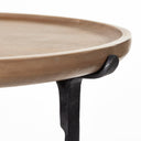 Helios III 20L x 24H Set of Two Round Brown Solid Wood Iron Base Nesting EndSide Tables - Default Title