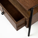 Glenn II 54x30 Dark Brown Wood w Black Iron Frame Rectangle 3 Drawers Coffee Table - Default Title