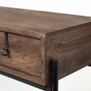 Glenn III 56L x 14W Dark Brown Wood w Black Iron Frame 4 Drawer Console Table - Default Title