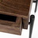 Glenn III 56L x 14W Dark Brown Wood w Black Iron Frame 4 Drawer Console Table - Default Title