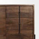Glenn VI 715x18 Dark Brown Wood Frame w Black Iron Accent 6 Drawer 2 Door Cabinet Sideboard - Default Title
