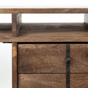 Glenn VII 56L x 22W Dark Brown Wood w Black Iron Frame 3 Drawer Office Desk - Default Title