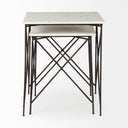 Lorlei 200L x 200W x 238H White Marble Top W Gray Iron Legs End and Side Table - Default Title