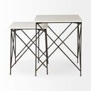 Lorlei 200L x 200W x 238H White Marble Top W Gray Iron Legs End and Side Table - Default Title