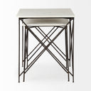 Lorlei 200L x 200W x 238H White Marble Top W Gray Iron Legs End and Side Table - Default Title