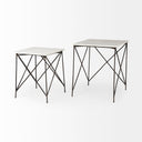 Lorlei 200L x 200W x 238H White Marble Top W Gray Iron Legs End and Side Table - Default Title