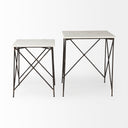 Lorlei 200L x 200W x 238H White Marble Top W Gray Iron Legs End and Side Table - Default Title
