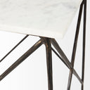 Lorlei 200L x 200W x 238H White Marble Top W Gray Iron Legs End and Side Table - Default Title