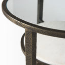 Felicity 158L X 158W X 225H Glass Top W White Marble Shelf and Antique Gold Base EndSide Table - Default Title