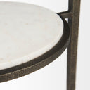 Felicity 158L X 158W X 225H Glass Top W White Marble Shelf and Antique Gold Base EndSide Table - Default Title