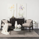 Felicity 158L X 158W X 225H Glass Top W White Marble Shelf and Antique Gold Base EndSide Table - Default Title