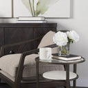 Felicity 158L X 158W X 225H Glass Top W White Marble Shelf and Antique Gold Base EndSide Table - Default Title
