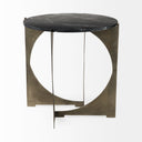 Reinhold II 21L x 21W x 21H Black Marble Top Iron Side Table - Default Title