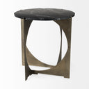 Reinhold II 21L x 21W x 21H Black Marble Top Iron Side Table - Default Title