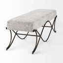 Ayla 55L x 176W x 18H Dark Gray Fabric Seat W Dark Nickel Metal Frame Bench - Default Title
