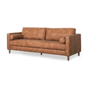 Loretta 880L x 362W x 339H Cognac Brown Faux Leather Three Seater Sofa with Two Bolster Cushions - Default Title