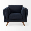 Brooks 417L x 348W x 335H Navy Blue Fabric Chair W Medium Brown Wooden Legs - Default Title