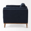 Brooks 417L x 348W x 335H Navy Blue Fabric Chair W Medium Brown Wooden Legs - Default Title