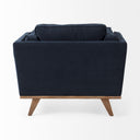 Brooks 417L x 348W x 335H Navy Blue Fabric Chair W Medium Brown Wooden Legs - Default Title