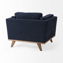 Brooks 417L x 348W x 335H Navy Blue Fabric Chair W Medium Brown Wooden Legs - Default Title