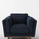 Brooks 417L x 348W x 335H Navy Blue Fabric Chair W Medium Brown Wooden Legs - Default Title