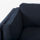 Brooks 417L x 348W x 335H Navy Blue Fabric Chair W Medium Brown Wooden Legs - Default Title