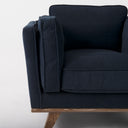 Brooks 417L x 348W x 335H Navy Blue Fabric Chair W Medium Brown Wooden Legs - Default Title