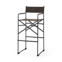 Direttore 193L x 193W x 441H BrownGray Suede W Metal Frame Bar Stool - Default Title