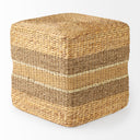 Maya 177L x 177W x 177H Light Brown WMedium Brown Stripes Seagrass Square Pouf - Default Title