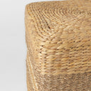 Maya 177L x 177W x 177H Light Brown WMedium Brown Stripes Seagrass Square Pouf - Default Title