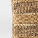 Maya 177L x 177W x 177H Light Brown WMedium Brown Stripes Seagrass Square Pouf - Default Title