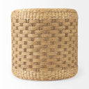 Michelle 177L x 177W x 177H Light Brown Woven Seagrass Round Pouf - Default Title