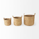Sivan 197L x 197W x 236H Set of 3 Light Brown Water Hyacinth Round Basket W Handles - Default Title
