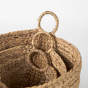 Sivan 197L x 197W x 236H Set of 3 Light Brown Water Hyacinth Round Basket W Handles - Default Title