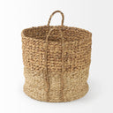 Morocco 157L x 157 Set of 3 Brown Two Tone Water Hyacinth and Cornhusk Round Basket W Handles - Default Title