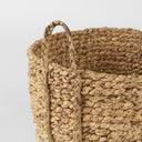 Morocco 157L x 157 Set of 3 Brown Two Tone Water Hyacinth and Cornhusk Round Basket W Handles - Default Title