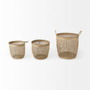 Bowie 197L x 197W x 197H Set of 3 Medium Brown Seagrass Round Basket W Handles - Default Title