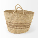 Vance 177L x 177W x 118H Light Brown Palm Leaf and Seagrass Round Basket W Handles - Default Title