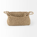Emra 173L x 118W x 79H Set of 3 Light Brown Seagrass Rectangular Basket W Handles - Default Title