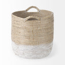 Maddie 138L x 138W X 150H Set of 3 Light Brown WWhite Dipped Seagrass Round Basket W Handles - Default Title