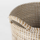 Maddie 138L x 138W X 150H Set of 3 Light Brown WWhite Dipped Seagrass Round Basket W Handles - Default Title