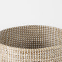 Maddie 138L x 138W X 150H Set of 3 Light Brown WWhite Dipped Seagrass Round Basket W Handles - Default Title