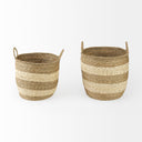 Bradley 181L x 181W x 160H Set of 2 Light Brown WStriped Seagrass Basket W Handles - Default Title