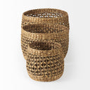 Dakota 150L x 150W x 118H Set of 3 Medium Brown Seagrass Round Basket - Default Title